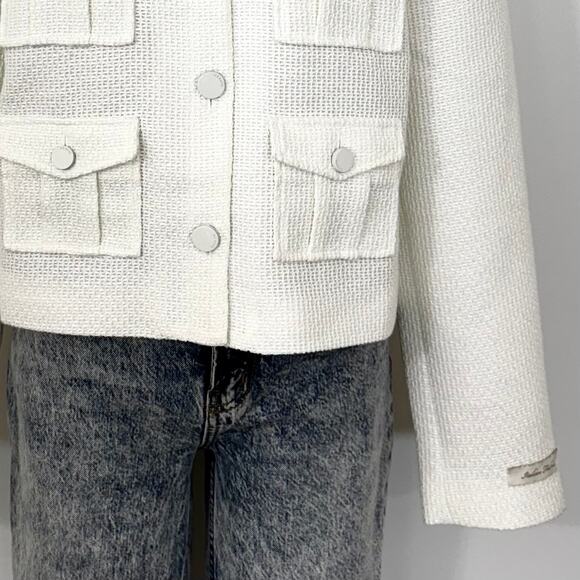 Ted Baker Cropped Boxy Jacket Blazer with Cargo Styling White 5 (US 12) NWT - Picture 3 of 9